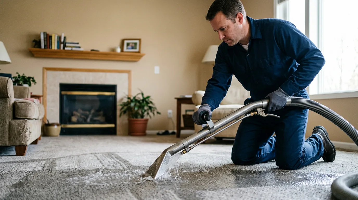 Water damage restoration technician working near Woodbury Heights, NJ